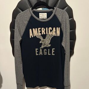American Eagle Outfitters Vintage 1977 line Navy and Gray Long Sleeve Tee